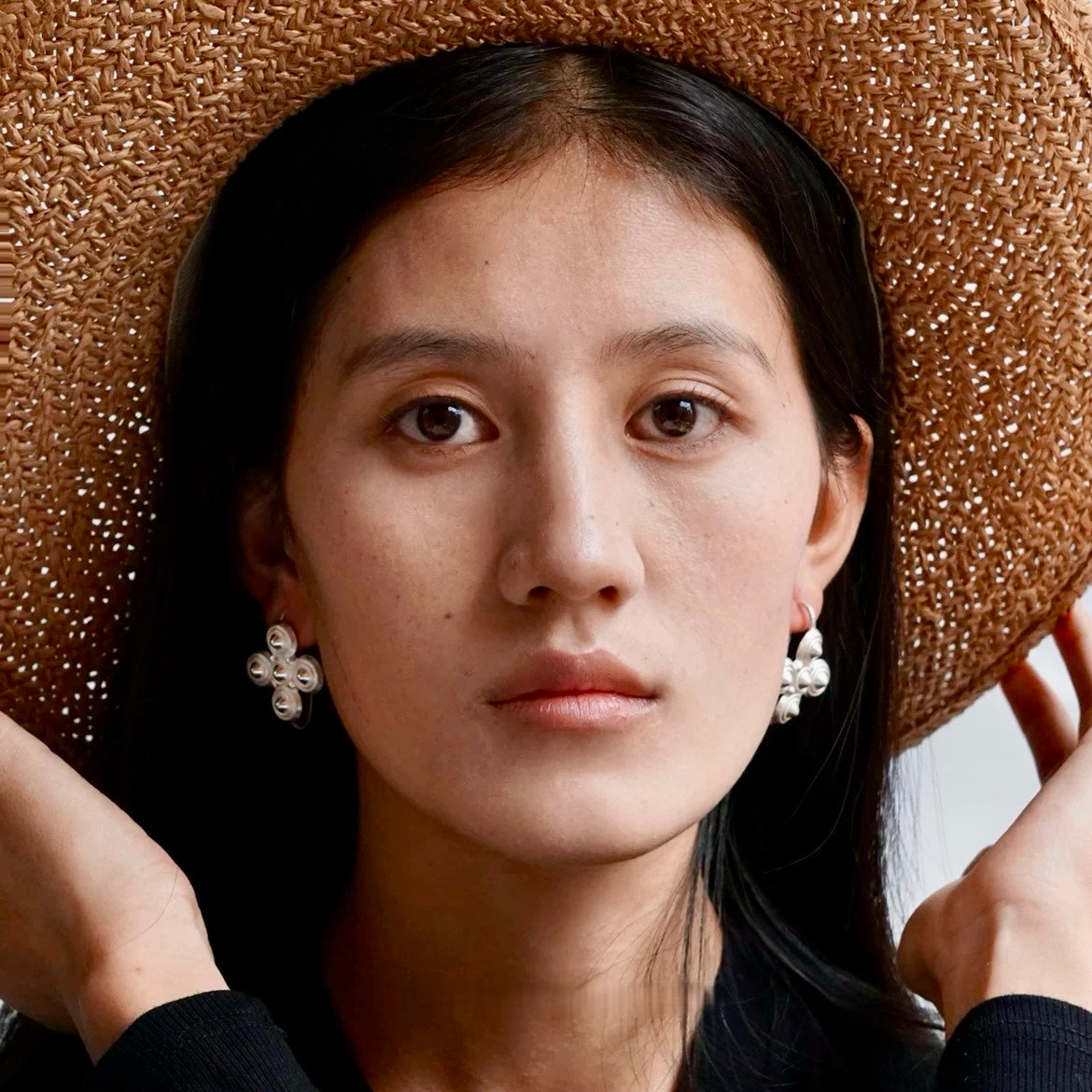 Authentic Yi Ethnic Silver Earrings | Handcrafted Tribal Jewelry | Unique Matte/Polished Earrings Gift