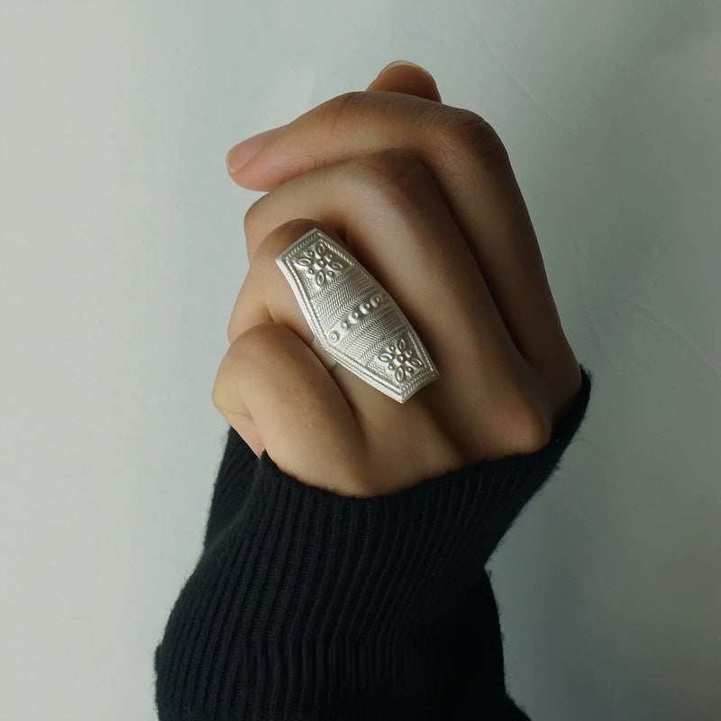 Ethnic Silver Statement Ring: Traditional Chinese Ethnicity × Modern Fashion