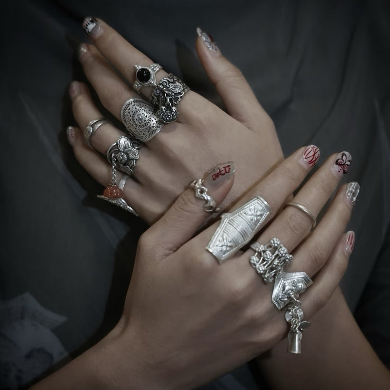 Ethnic Silver Statement Ring: Traditional Chinese Ethnicity × Modern Fashion