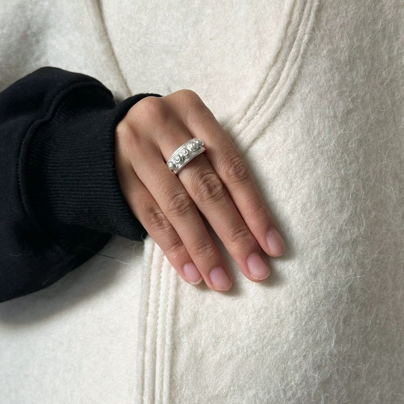 Yi Ethnic Sterling Silver Ring: Minimalist Tribal Design with Handcrafted Details