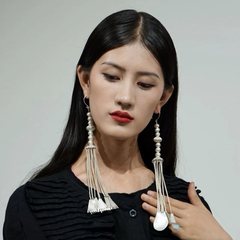 Yi Ethnic Silver Earrings: Traditional Tribal Charm for Boho & Festival Styles