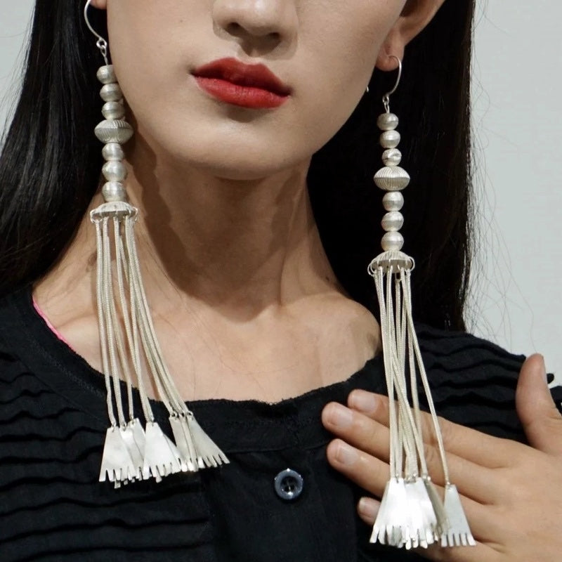 Yi Ethnic Silver Earrings: Traditional Tribal Charm for Boho & Festival Styles