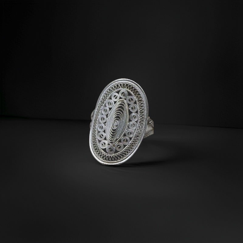 Handcrafted Silver Ring: Ethnic Spiral Filigree Design, Timeless Elegance