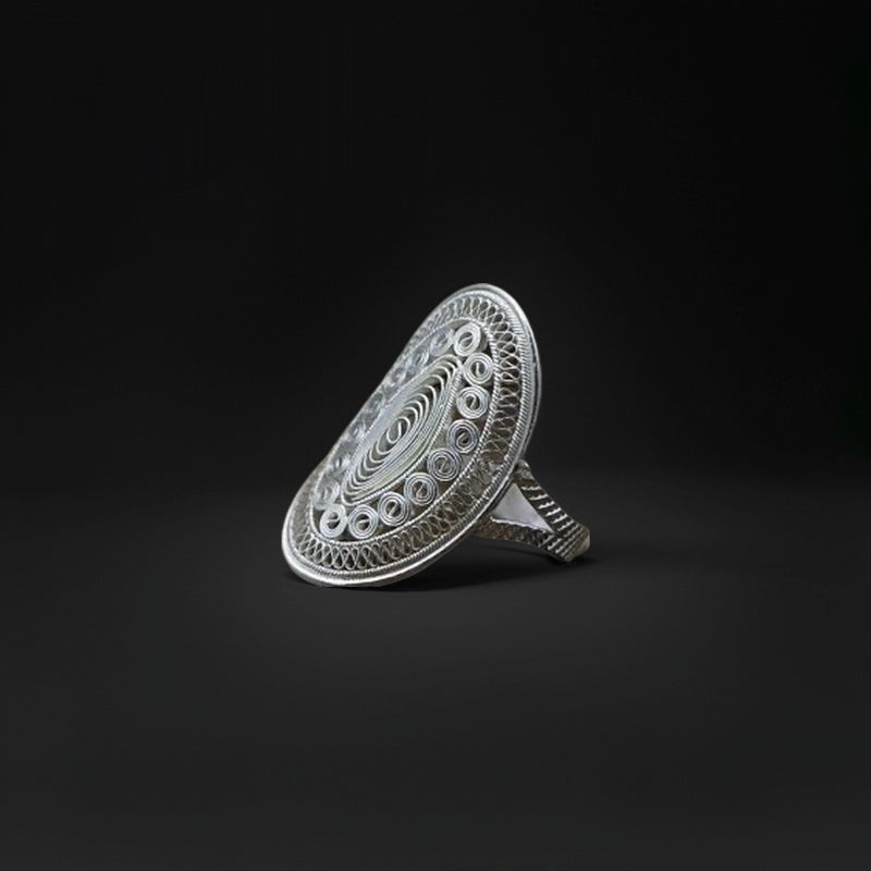 Handcrafted Silver Ring: Ethnic Spiral Filigree Design, Timeless Elegance