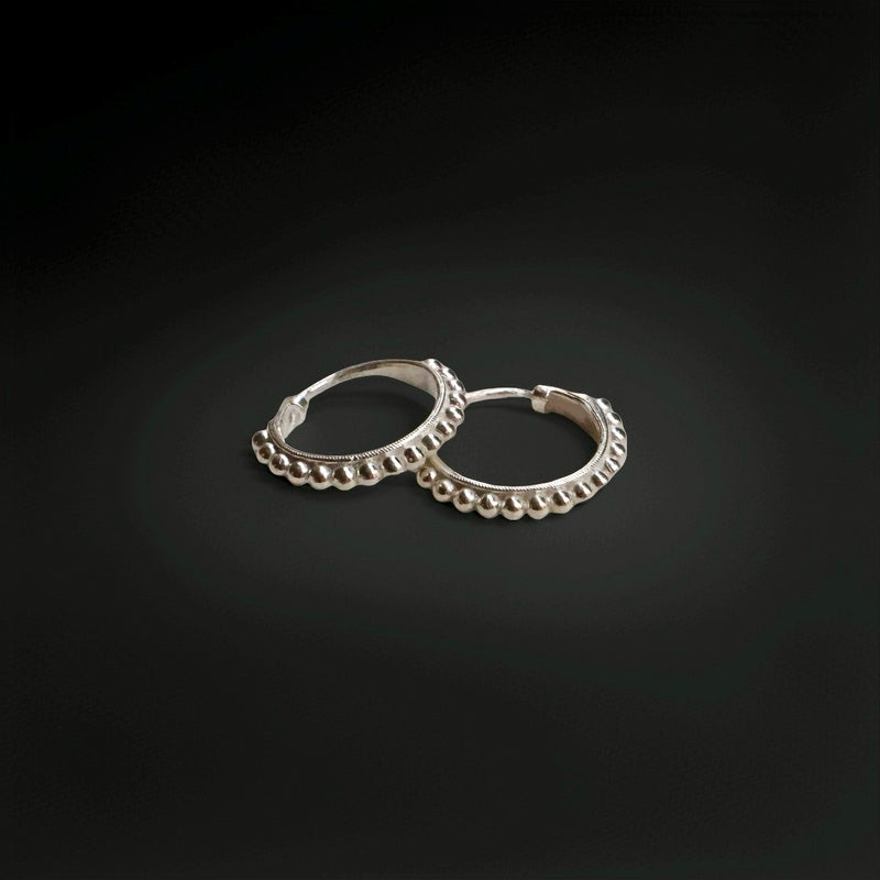 Handmade Daily-Wear Silver Hoop Earrings with Yi Ethnic Style Patterns
