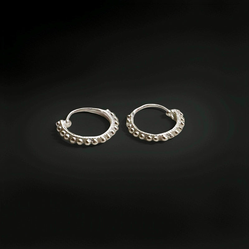 Handmade Daily-Wear Silver Hoop Earrings with Yi Ethnic Style Patterns