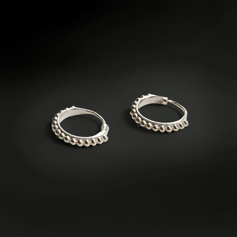 Handmade Daily-Wear Silver Hoop Earrings with Yi Ethnic Style Patterns