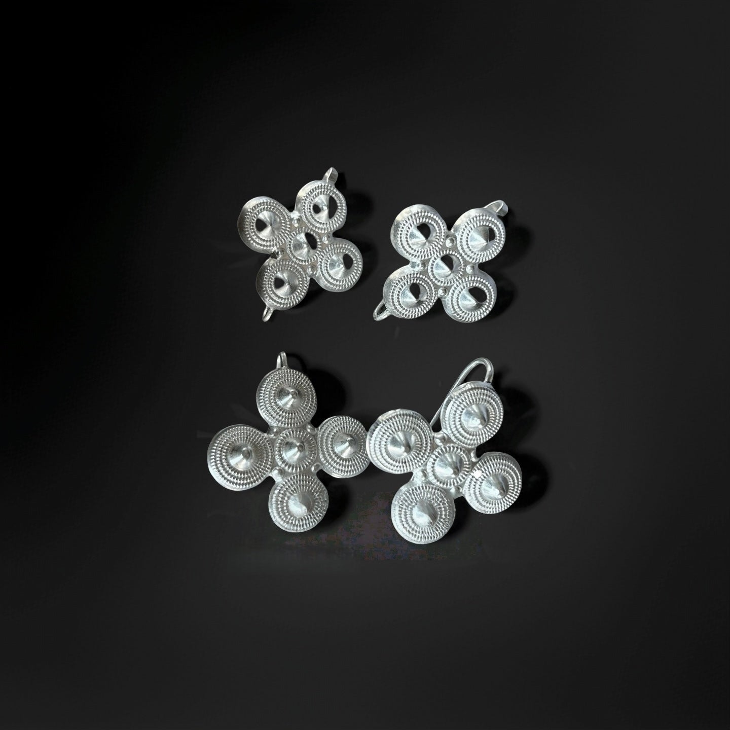 Authentic Yi Ethnic Silver Earrings | Handcrafted Tribal Jewelry | Unique Matte/Polished Earrings Gift