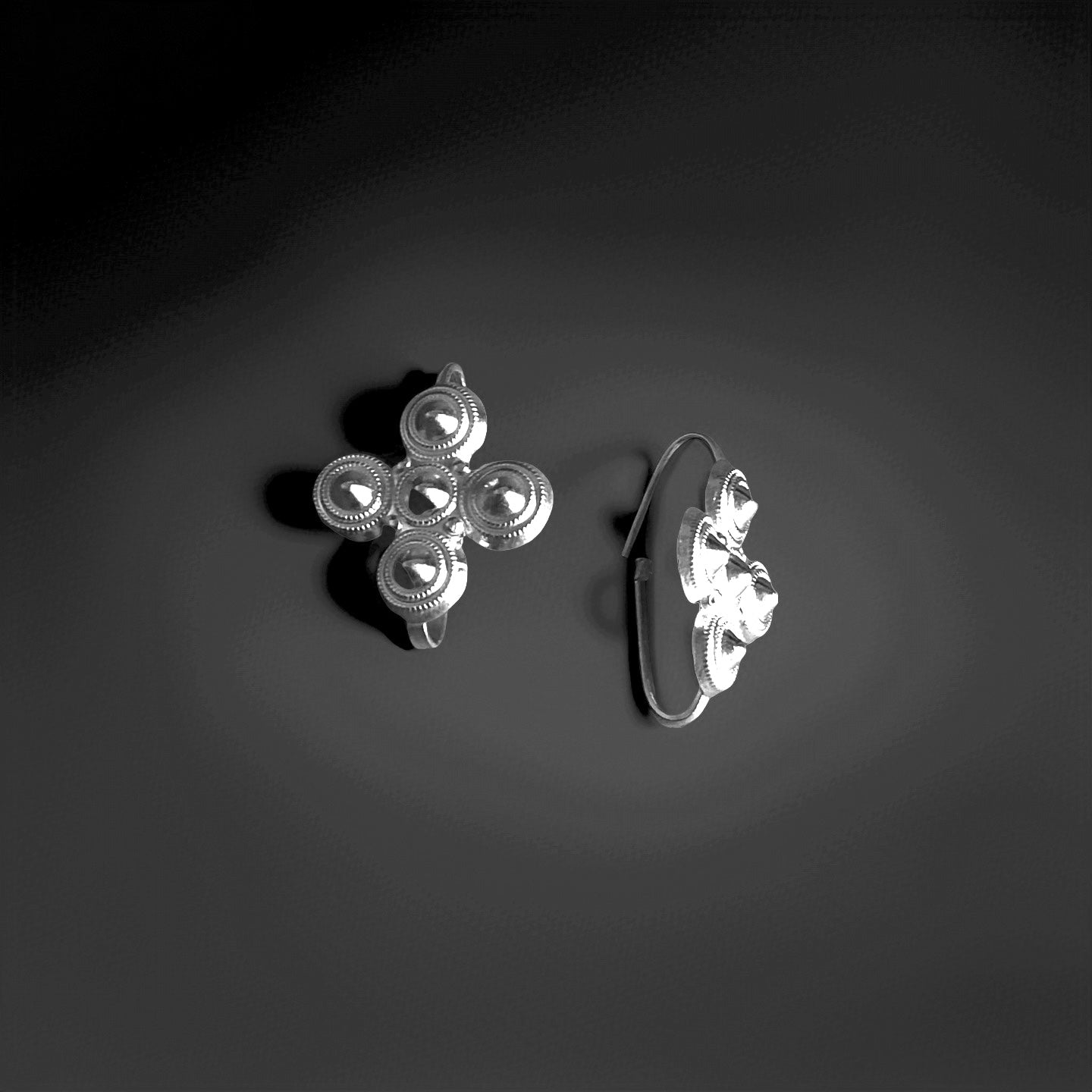 Authentic Yi Ethnic Silver Earrings | Handcrafted Tribal Jewelry | Unique Matte/Polished Earrings Gift