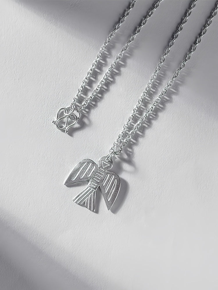 Eagle Motif Silver Necklace Symbolic ethnic jewelry Cultural heritage gift for her/him