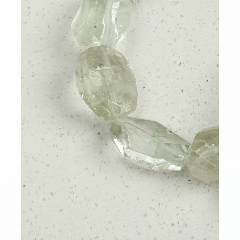 Elegant Green Quartz and Two-Tone Pearl Bracelet – Genuine Rice Pearl & Gray Pearl Beaded Stretch Band, Dainty Crystal Healing Jewelry for Women, Bridal or Birthday Gift