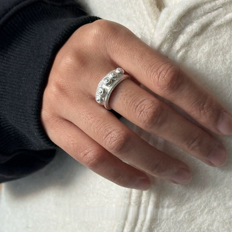 Yi Ethnic Sterling Silver Ring: Minimalist Tribal Design with Handcrafted Details