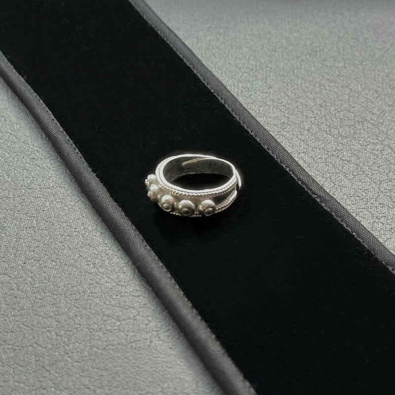Yi Ethnic Sterling Silver Ring: Minimalist Tribal Design with Handcrafted Details