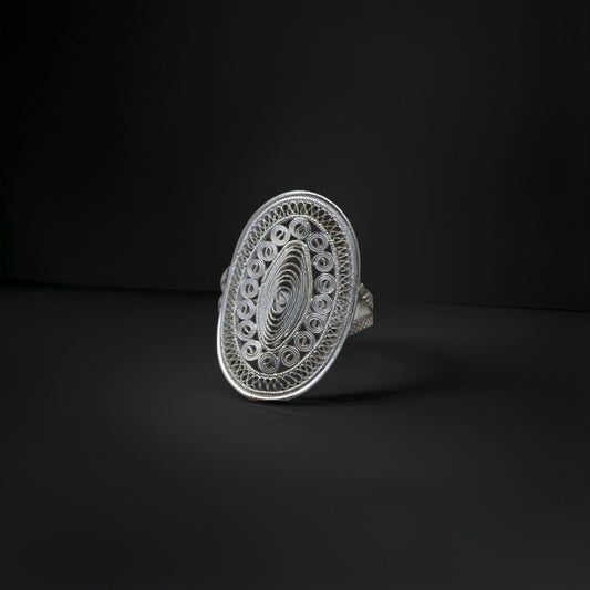 Handcrafted Silver Ring: Ethnic Spiral Filigree Design, Timeless Elegance‌
