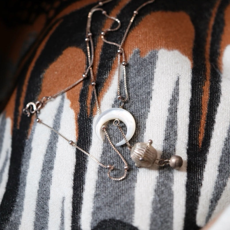 The Moon's Daughter Necklace – Handmade Yi Silver with Natural Cat’s Eye Gemstone