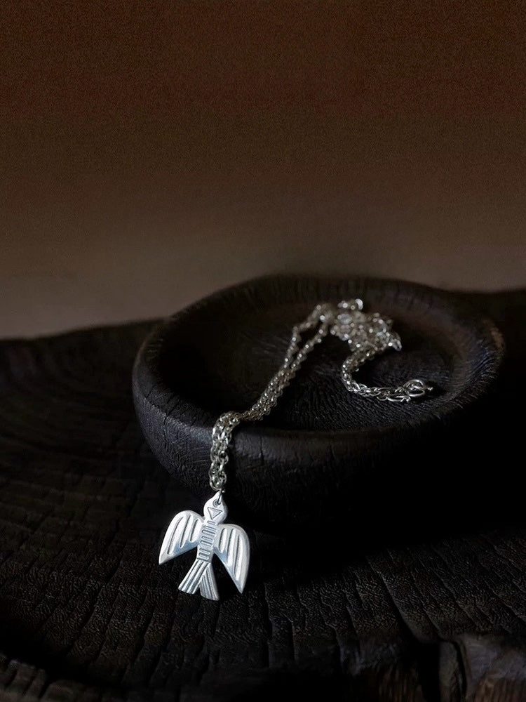 Eagle Motif Silver Necklace Symbolic ethnic jewelry Cultural heritage gift for her/him