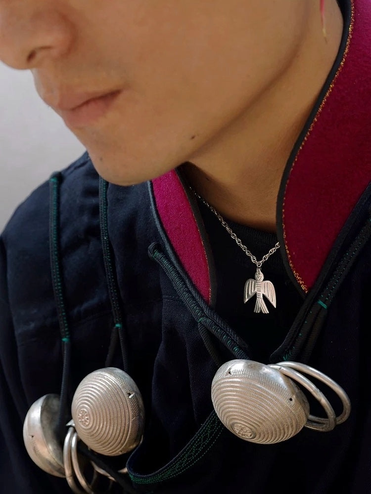 Eagle Motif Silver Necklace Symbolic ethnic jewelry Cultural heritage gift for her/him