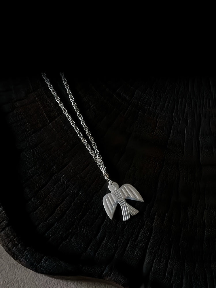 Eagle Motif Silver Necklace Symbolic ethnic jewelry Cultural heritage gift for her/him